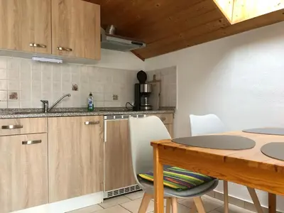 Küche/Küchenzeile in der Unterkunft Ferienwohnung am Lehof