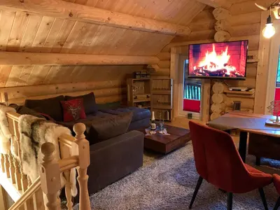 Ein Sitzbereich in der Unterkunft FeWo Traumzeit Hahnenkleer Hütte