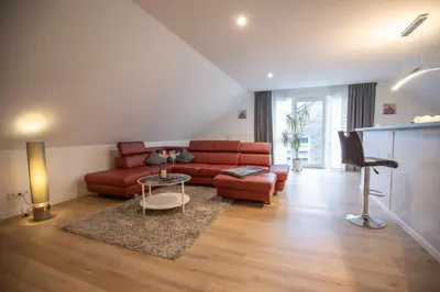 Ein Sitzbereich in der Unterkunft Ferienwohnung Peters