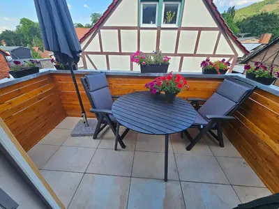 Ein Balkon oder eine Terrasse in der Unterkunft Ferienwohnung zu den Ilsefällen II