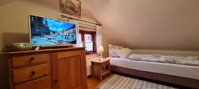 Ein Bett oder Betten in einem Zimmer der Unterkunft Ferienhaus am Marienkloster