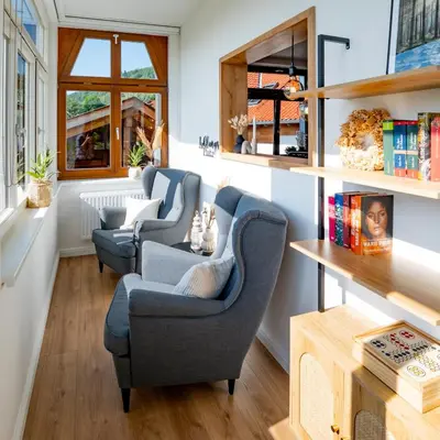 Ein Sitzbereich in der Unterkunft Eggert Alm Apartments