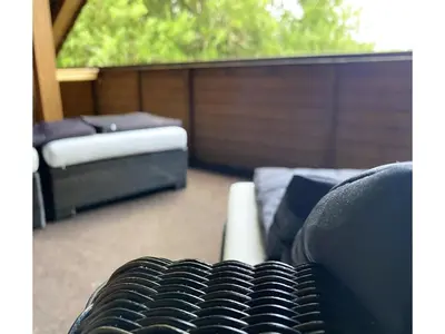 Ein Sitzbereich in der Unterkunft Ferienhaus im Kurort inkl Frühstück