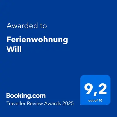 Ein Zertifikat, Auszeichnung, Logo oder anderes Dokument, das in der Unterkunft Ferienwohnung Will ausgestellt ist