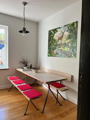 Grundriss der Unterkunft Haus Wanderlust - Zwei Ferienwohnungen in einem Haus für bis zu 13 Personen - naturnah, stilvoll eingerichtet - ideal für Familien und Gruppen