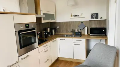 Küche/Küchenzeile in der Unterkunft Ferienwohnung Nordmann 5