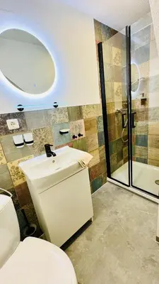 Ein Badezimmer in der Unterkunft Bleibe am Steinweg