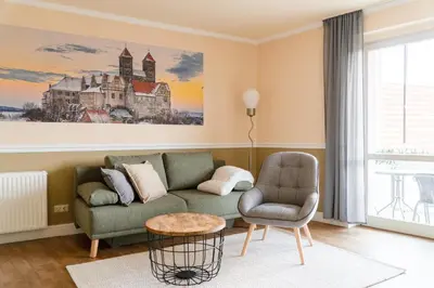 Ein Sitzbereich in der Unterkunft Ferienresidenz Schlossblick