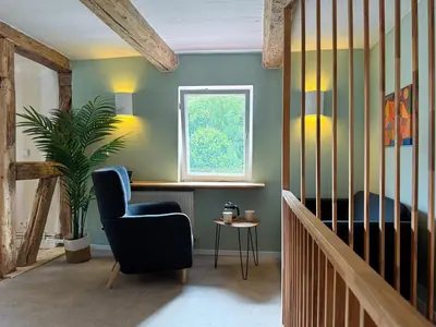 Ein Sitzbereich in der Unterkunft Haus Ludwig - Saniertes Fachwerkhaus im Harz - 12 Personen