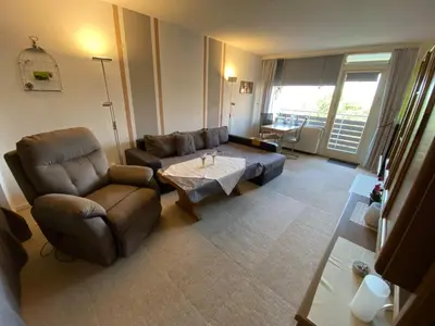 Ein Sitzbereich in der Unterkunft Harzlichblick Ferienwohnung