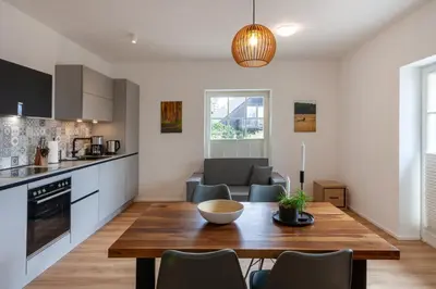 Küche/Küchenzeile in der Unterkunft Ferienwohnung Hirschmann 1 mit Terrasse
