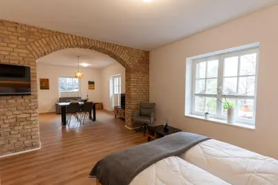 Ein Bett oder Betten in einem Zimmer der Unterkunft Ferienwohnung Hirschmann 1 mit Terrasse