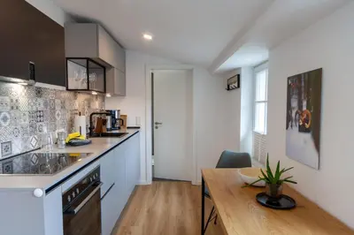 Küche/Küchenzeile in der Unterkunft Ferienwohnung Hirschmann 6
