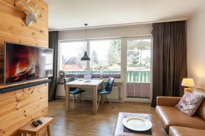 TV/Unterhaltungsangebot in der Unterkunft Ferienwohnung BergChalet 1 mit Balkon