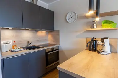 Küche/Küchenzeile in der Unterkunft Ferienwohnung BergChalet 2 mit Balkon