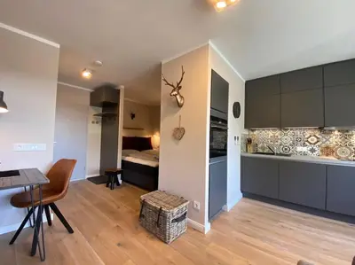 Küche/Küchenzeile in der Unterkunft Ferienwohnung Bergchalet 3 mit Balkon