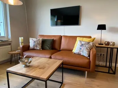 Ein Sitzbereich in der Unterkunft Ferienwohnung Bergchalet 3 mit Balkon