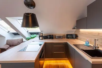 Küche/Küchenzeile in der Unterkunft Ferienwohnung Bergloft mit Balkon