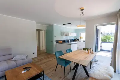 Küche/Küchenzeile in der Unterkunft Ferienwohnung Carla mit Sauna und Balkon