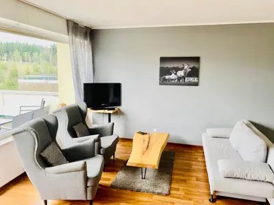 TV/Unterhaltungsangebot in der Unterkunft Terrassenhaus im Harz, Pool, Sauna, WLAN