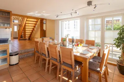Ein Sitzbereich in der Unterkunft Ferienhaus am Glockenberg