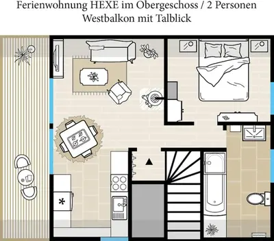 Grundriss der Unterkunft Blockhausflair mit Kamin, Balkon und Bergpanorama