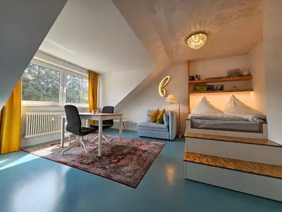 Ein Bett oder Betten in einem Zimmer der Unterkunft Ferienwohnung kleine Harzer Freiheit