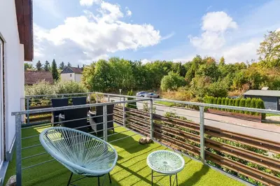 Ein Balkon oder eine Terrasse in der Unterkunft Ferienwohnung Natur Loft im Haus Tannenblick Lofts