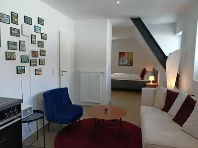 Ein Sitzbereich in der Unterkunft Ferienwohnung Natur Loft im Haus Tannenblick Lofts
