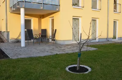 Ein Garten an der Unterkunft Ferienwohnung im Weinbergweg