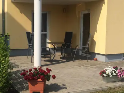 Ein Patio oder anderer Außenbereich in der Unterkunft Ferienwohnung im Weinbergweg