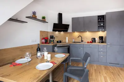 Küche/Küchenzeile in der Unterkunft Ferienhaus Brockenoase Apartment Bergzauber