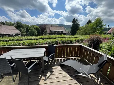 Ein Garten an der Unterkunft Harz - Blockhaus, 4 und 5 Sterne Blockhäuser, Sauna und Kamin, RH