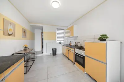 Küche/Küchenzeile in der Unterkunft Wohnung Stadtrand, 4 Personen, nahe Bahnhof und See