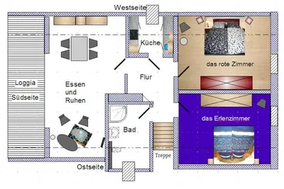 Grundriss der Unterkunft Ferienwohnung Zum Waldseebad