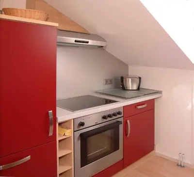 Küche/Küchenzeile in der Unterkunft Ferienwohnung Zum Waldseebad