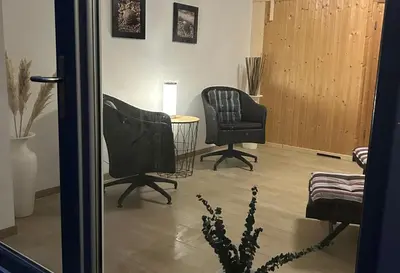 Ein Sitzbereich in der Unterkunft Ferienhaus HarzHase