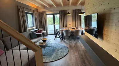Ein Sitzbereich in der Unterkunft Hahnenklee Ferienchalets