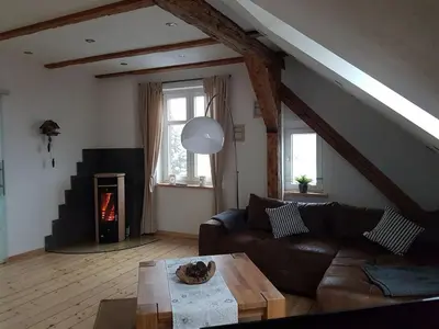 Ein Sitzbereich in der Unterkunft Stiftsblick Comfortable holiday residence