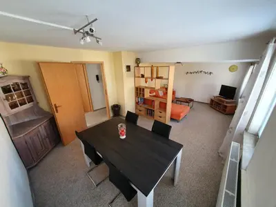 Ein Sitzbereich in der Unterkunft Ferienhaus Herman Grote- Harz