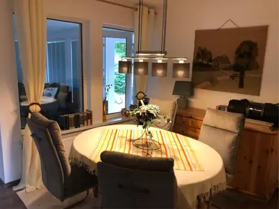 Ein Sitzbereich in der Unterkunft Ferienhaus Am Eichenberg Haus 3