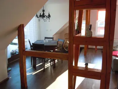 Ein Sitzbereich in der Unterkunft Ferienwohnung zur alten Schneiderei