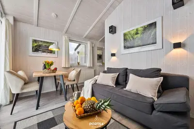Ein Sitzbereich in der Unterkunft Ferienhaus Talblick Lodge - Neles Nest - Sankt Andreasberg im Harz