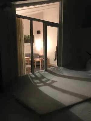 Ein Bett oder Betten in einem Zimmer der Unterkunft Ferienhaus Talblick Lodge - Neles Nest - Sankt Andreasberg im Harz