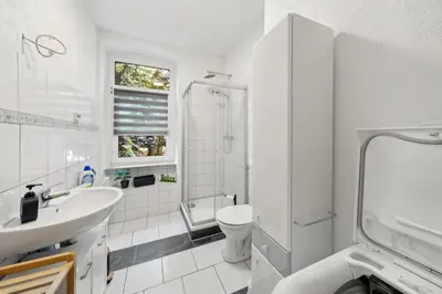 Ein Badezimmer in der Unterkunft Schöne FeWo im EG mit Hof, für 4 Personen