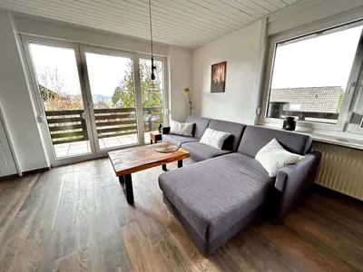 Ein Sitzbereich in der Unterkunft Ferienwohnung Abendsegler