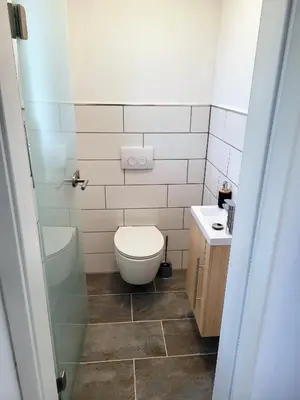 Ein Badezimmer in der Unterkunft Ferienhaus Schöne Aussicht