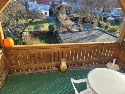 Ein Balkon oder eine Terrasse in der Unterkunft Günstige, große Ferienwohnung im Zentrum von Wernigerode