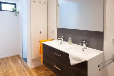 Ein Badezimmer in der Unterkunft Ferienhaus zur Brockenoase Saunahaus