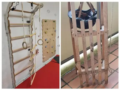 Ein Etagenbett oder Etagenbetten in einem Zimmer der Unterkunft Modernes Harz Studio Apartment Ferienwohnung über den Baumspitzen